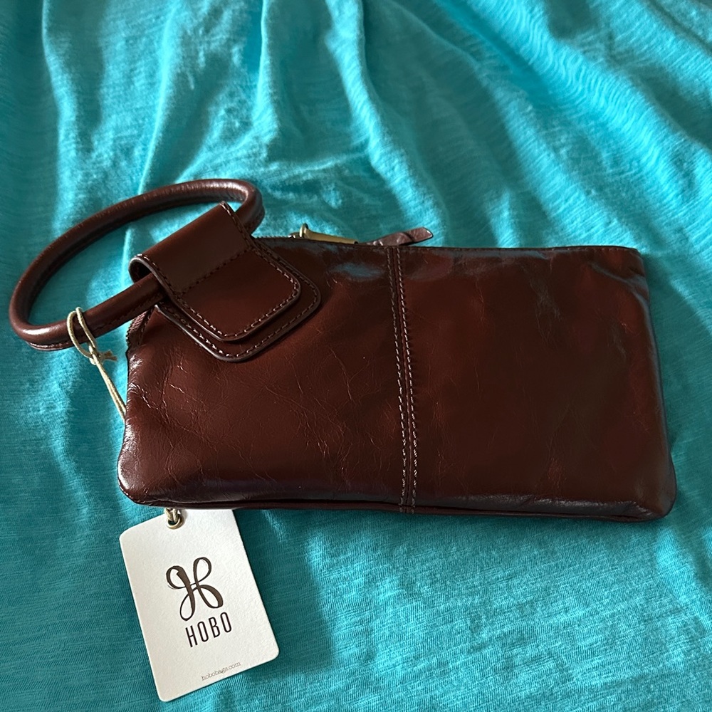 HOBO Rich Brown Leather Wristlet